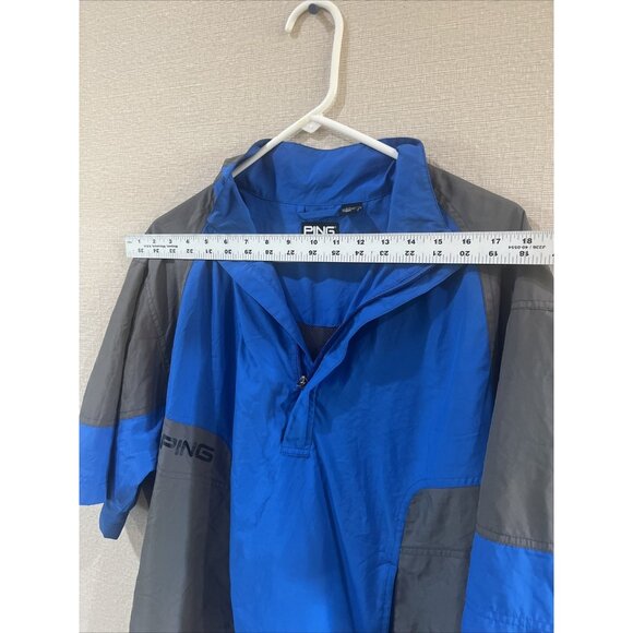 Ping Golf Wind Pullover M Blue & Gray 1/2 Zip Pockets Short Sleeve - Picture 5 of 10